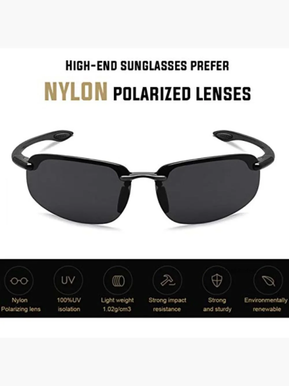 TR90 Rimless Sports Sunglasses for Running Fishing Driving